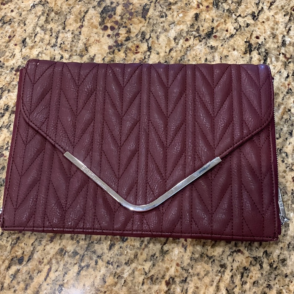 BCBG envelope, faux leather, burgundy, clutch, NWT | offer in description